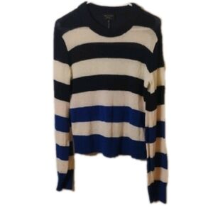 Rag & Bone Navy and Cream Cashmere Sweater